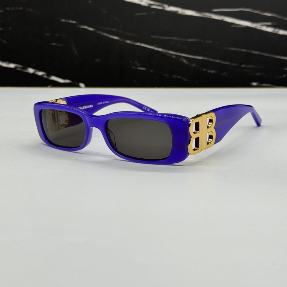 NEW BB0096S 004 BALENCIAGA PURPLE GREY SQUARE UNISEX BALENCIAGA SUNGLASSES - Picture 3 of 9